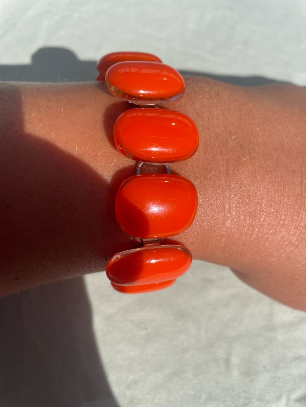 Bold Orange Glass Beads Bracelet - Women Jewelry Hand Made in New York City